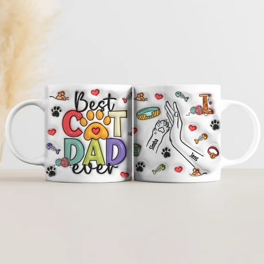 Bester Katzen Papa 3D Optik - Individuelle Keramik Tasse