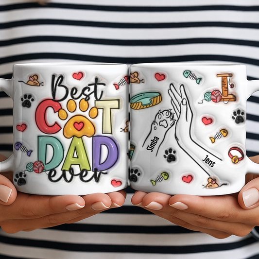 Bester Katzen Papa 3D Optik - Individuelle Tasse